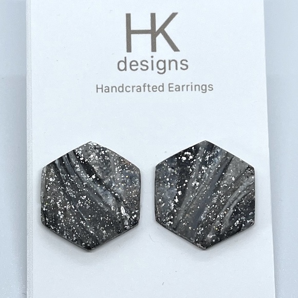 Handcrafted Hexagon Earrings - Picture 1 of 7